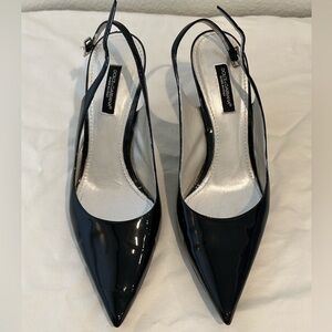 Black patent letter Dolce & Gabbana sling back heels - 37